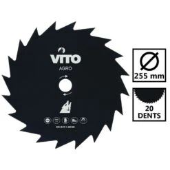 Lame De Coupe Débroussailleuse 255mm Vito 20 Dents Alesage 25.4 -Jardinage Fournitures Soldes c077bc3b0a12bb8e