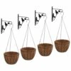 VIDAXL Supports De Panier Suspendu Avec Jardinières 4 Pcs Noir Acier -Jardinage Fournitures Soldes da702cf58075f1ab