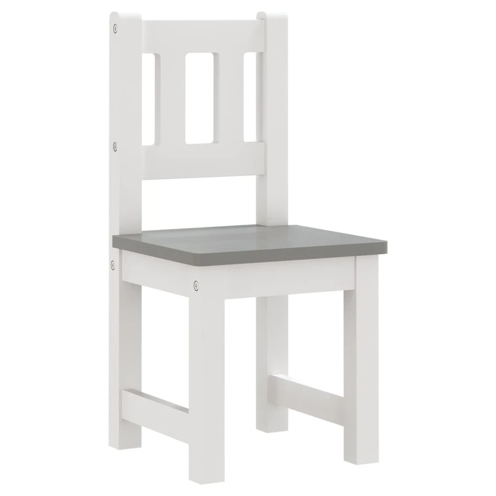 VIDAXL Ensemble De Table Et Chaises Enfants 3 Pcs Blanc Et Gris Mdf 6 VIDAXL Ensemble De Table Et Chaises Enfants 3 Pcs Blanc Et Gris Mdf – Image 4