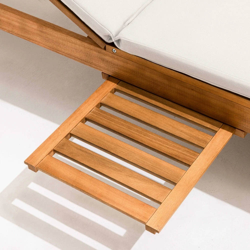 Bain De Soleil Avec Coussin Et Tablette En Bois écru 8 Bain De Soleil Avec Coussin Et Tablette En Bois écru – Image 6